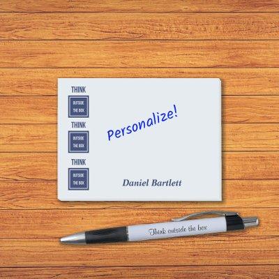 Think outside the box smart blue post-it notes