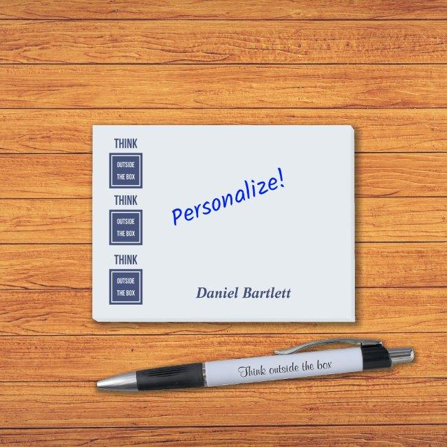 Think outside the box smart blue post-it notes