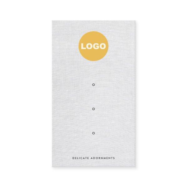 Three 3 Hole Stud Earring Display Gray Linen Logo