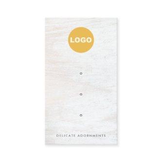 Three 3 Hole Stud Earring Display White Wood Logo