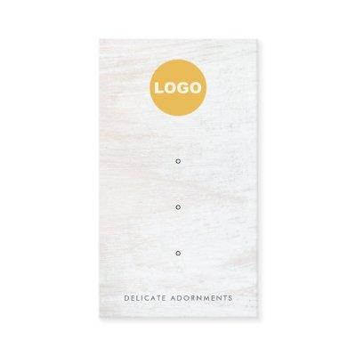 Three 3 Hole Stud Earring Display White Wood Logo