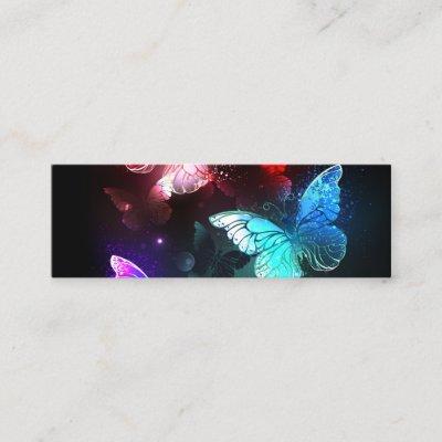 Three Glowing Butterflies on night background Calling Card