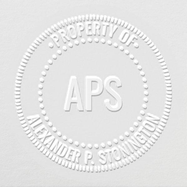 Three Initials “Property of” Notary Style Frame Embosser