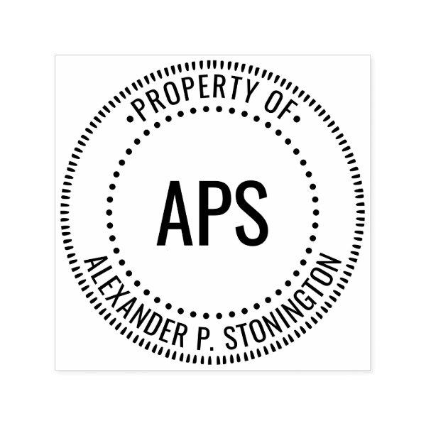 Three Initials “Property of” Notary Style Frame Self-inking Stamp
