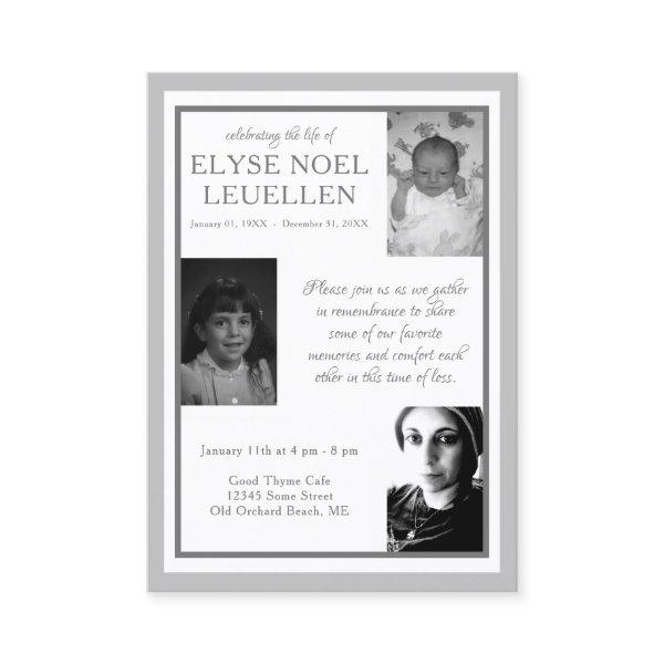 three photo memorial cards