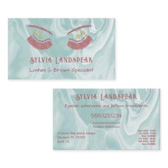 Thulian Pink Glitter Eyelashes & Pale Teal Marble