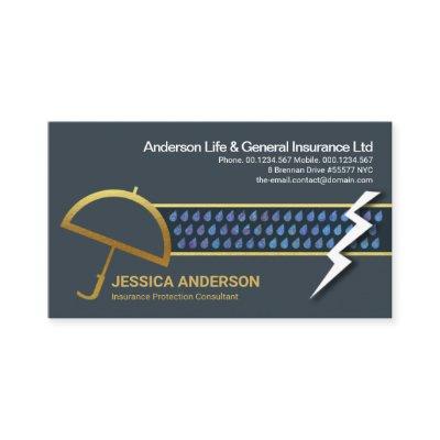 Thunderstorm Rain Gold Umbrella Shelter Insurance
