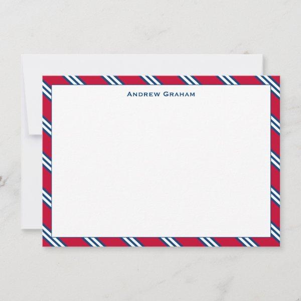Tie Stripe Red and Navy Note Card