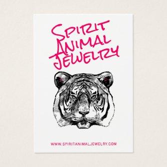 Tiger animal illustration pink script earring card