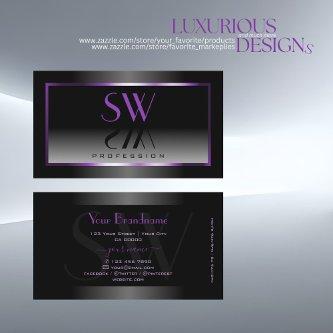 Timeless Purple Black White Gradient and Monogram