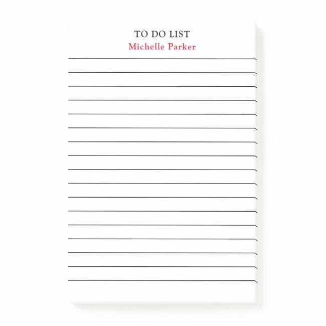TO DO LIST Your Name Lined Paper Professional Post-it Notes
