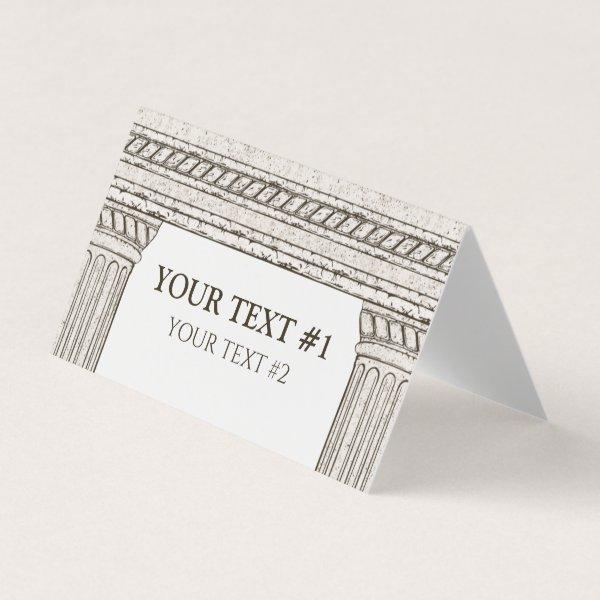 Toga party custom text table card with columns
