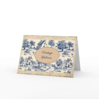 Toile Blue and Cream Cottages Business  Note Card