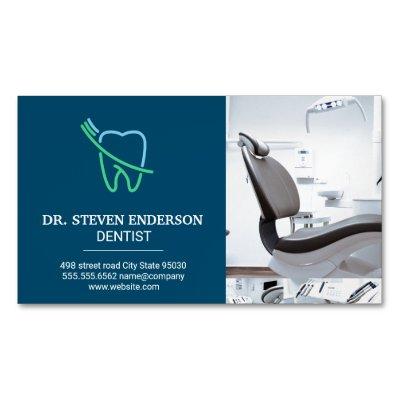 Tooth and Brush Logo | Dental Office Chair  Magnet