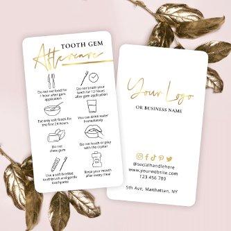 Tooth Gem After Care Instructions White & Gold