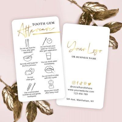 Tooth Gem After Care Instructions White & Gold