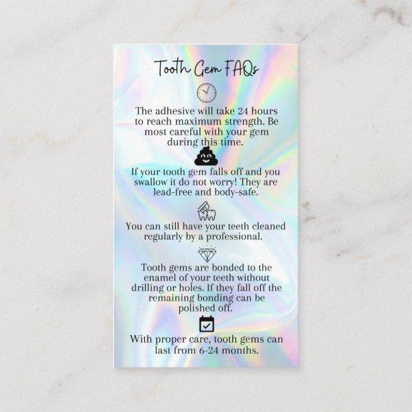 Tooth Gem Aftercare Instruction Card