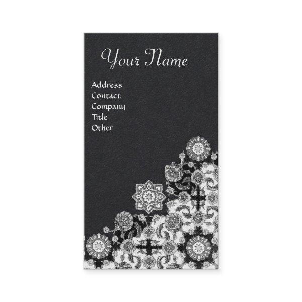 TOPKAPI,FLORAL BLACK WHITE ORIENTAL DAMASK FLOWERS