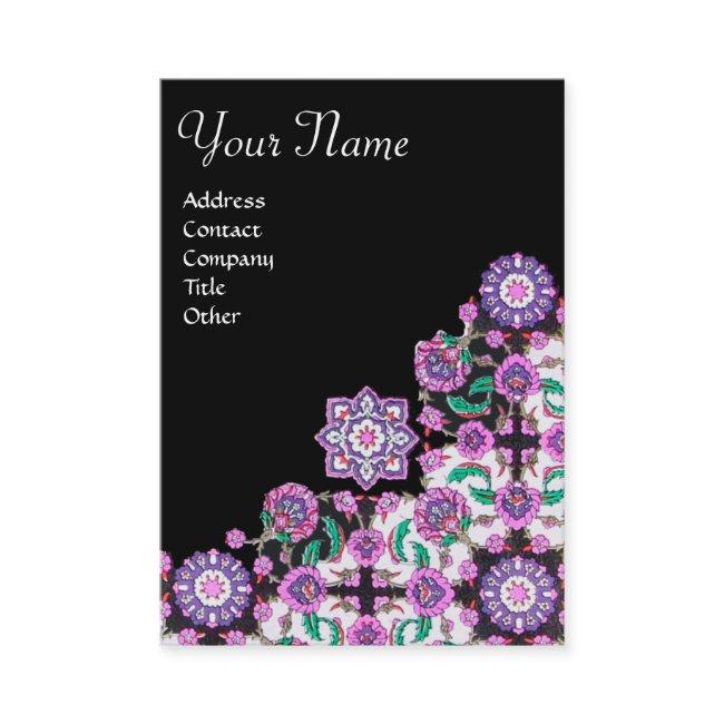 TOPKAPI,FLORAL DAMASK PINK BLACK ORIENTAL FLOWERS