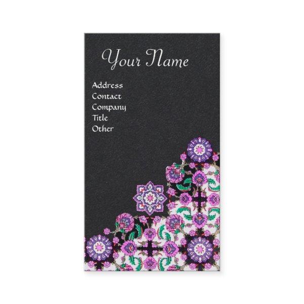 TOPKAPI,FLORAL PINK GREEN ORIENTAL FLOWERS Black