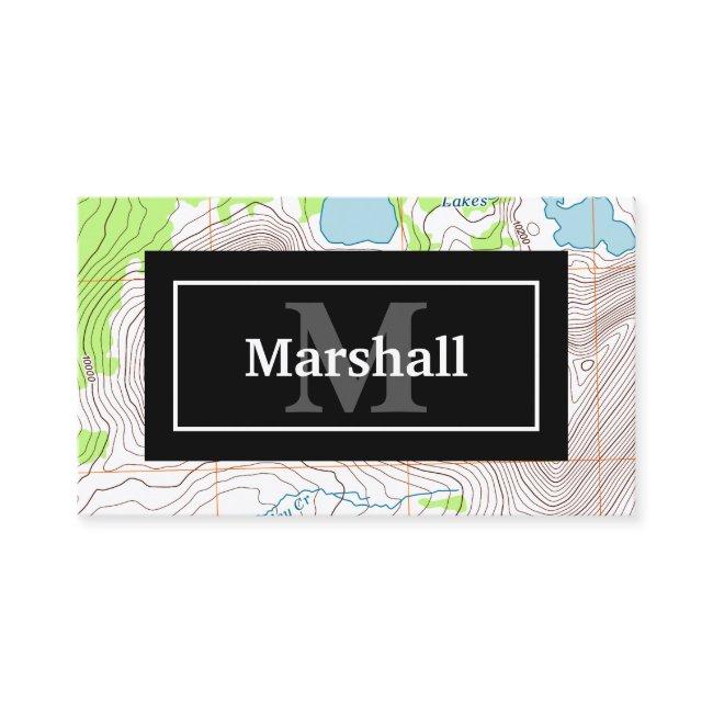 Topographic Map with Your Name and Monogram