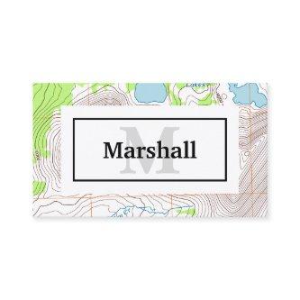 Topographic Map with Your Name and Monogram