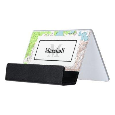 Topographic Map with Your Name and Monogram Desk  Holder