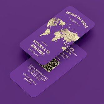 Tour Guide Travel Planner World Map Royal Purple