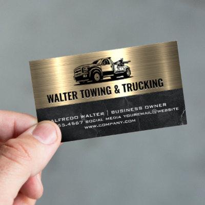 Tow Truck Logo | Metallic Gold Marble