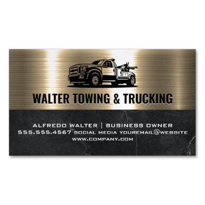 Tow Truck Logo | Metallic Gold Marble  Magnet