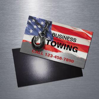Towing Company Patriotic Metal Tow Truck Hook   Magnet