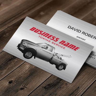 Towing Truck Professional Red Text Metallic