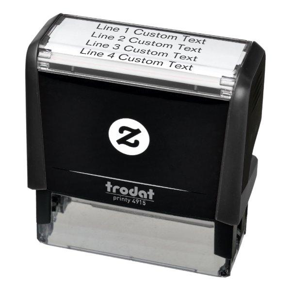Traditional Custom Business 4 Lines of Serif Text Self-inking Stamp