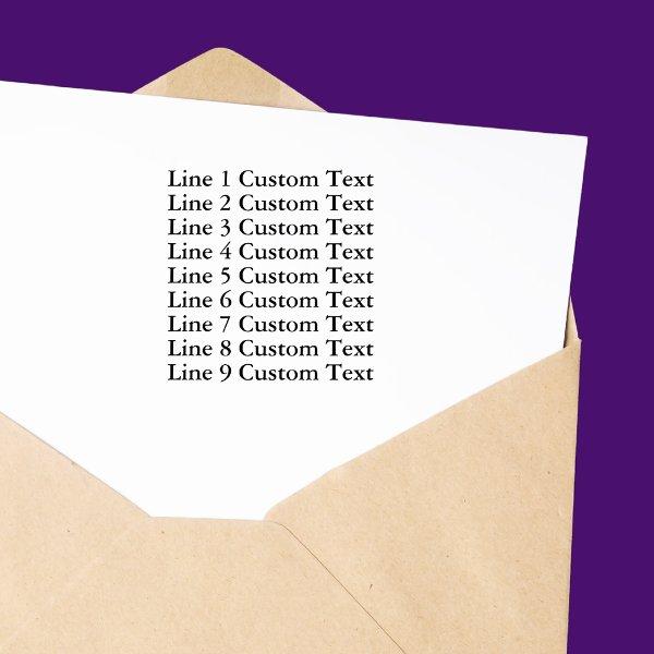 Traditional Custom Business 9 Lines of Serif Text Self-inking Stamp