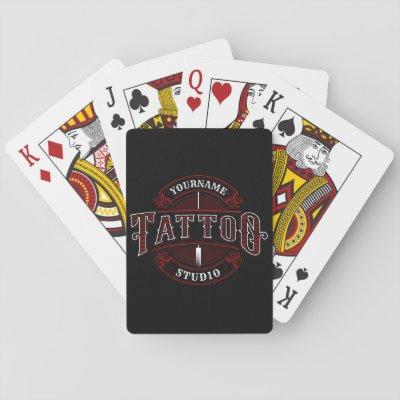 Traditional Style ADD NAME Tattoo Studio Shop Playing Cards