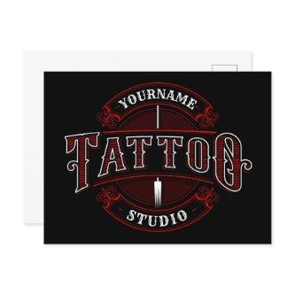 Traditional Style ADD NAME Tattoo Studio Shop Postcard