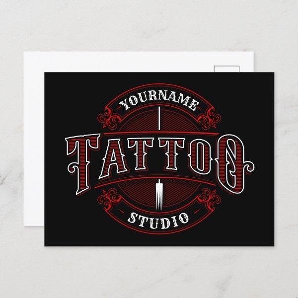 Traditional Style ADD NAME Tattoo Studio Shop Postcard