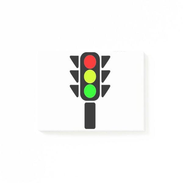 TRAFFIC LIGHTS, RED, YELLOW, GREEN POST-IT NOTES