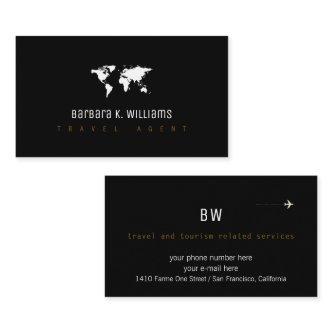 travel agent black  with worldmap