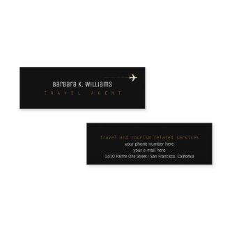travel agent black profilecard with airplane mini