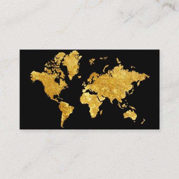 Travel Agent Faux Gold World Map Destination