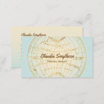 Travel Agent Golden Map Teal Ombre Blogger