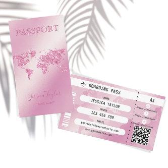 Travel Agent Passport World Map Boarding Pass