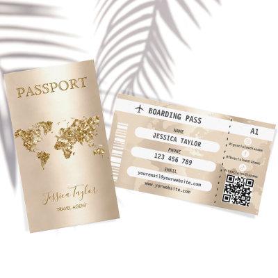 Travel Agent Passport World Map Boarding Pass