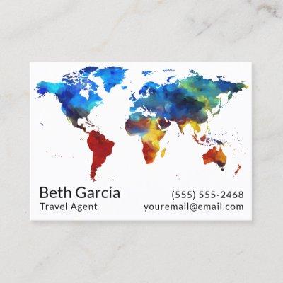 Travel Agent Watercolor Colorful Map Globe World