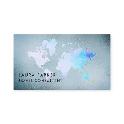 Travel Agent Watercolor World Map Tourism Booking