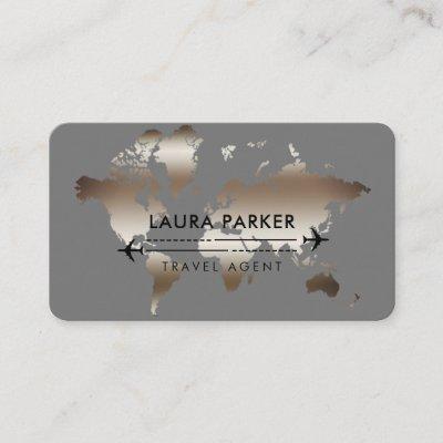 Travel Agent World Map Vacation Rose Gold