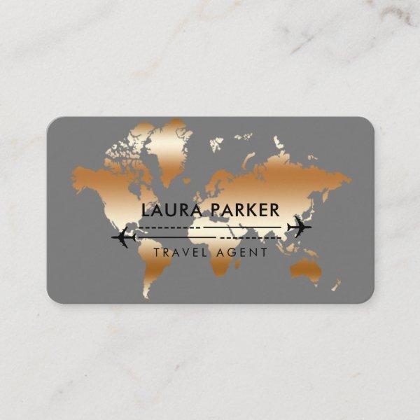 Travel Agent World Map Vacation Rose Gold