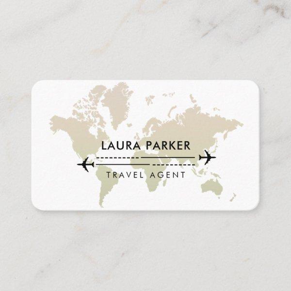 Travel Agent World Map Vacation Services Black