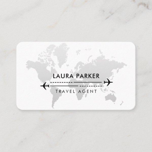 Travel Agent World Map Vacation Services Black